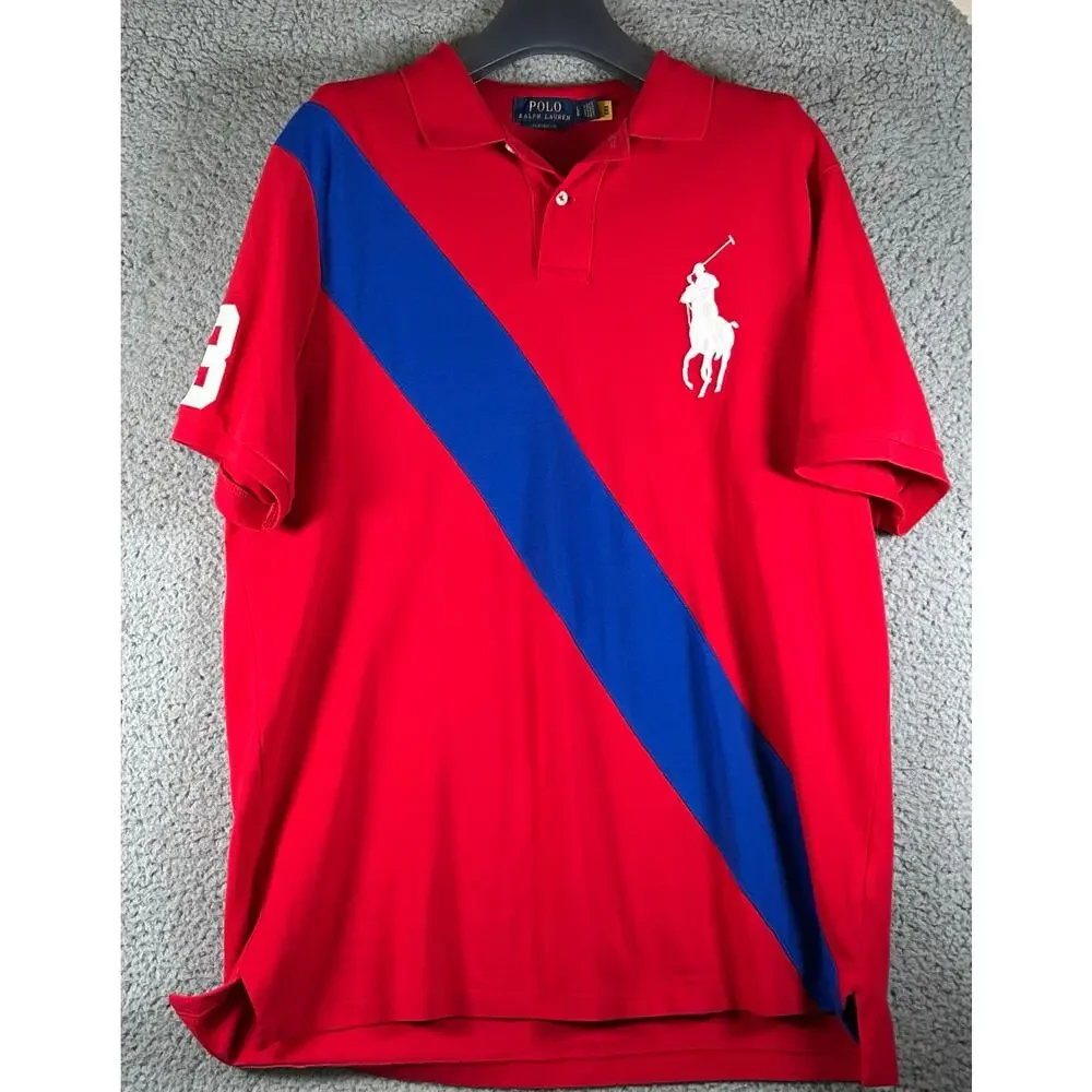 Ralph Lauren Big Pony Polo Short Sleeve Shirt Men Red L Classic Fit Rugby Golf - Picture 2 of 13